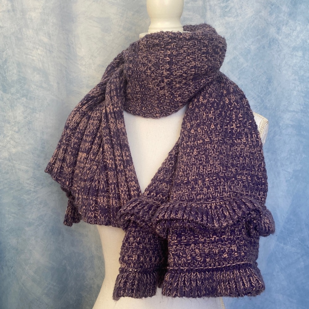 🌺2for$20🌺Vintage Purple Light Pink Unique Knit Oversized Scarf Wrap Asymmetric